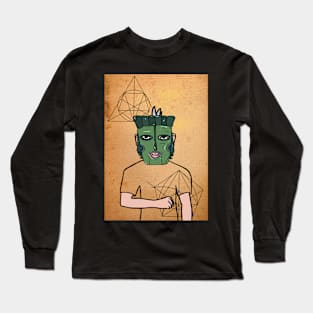 DaVinci-Inspired African Male Character with Dark Eyes and Light Accent Long Sleeve T-Shirt